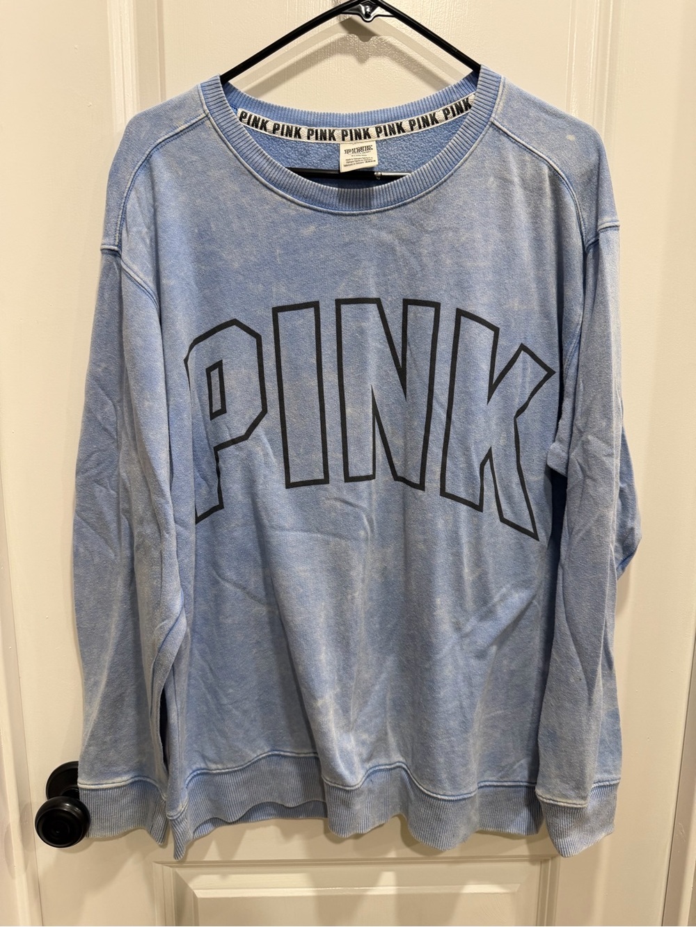 PINK Lightweight Crewneck Sweatshirt in Light Blue